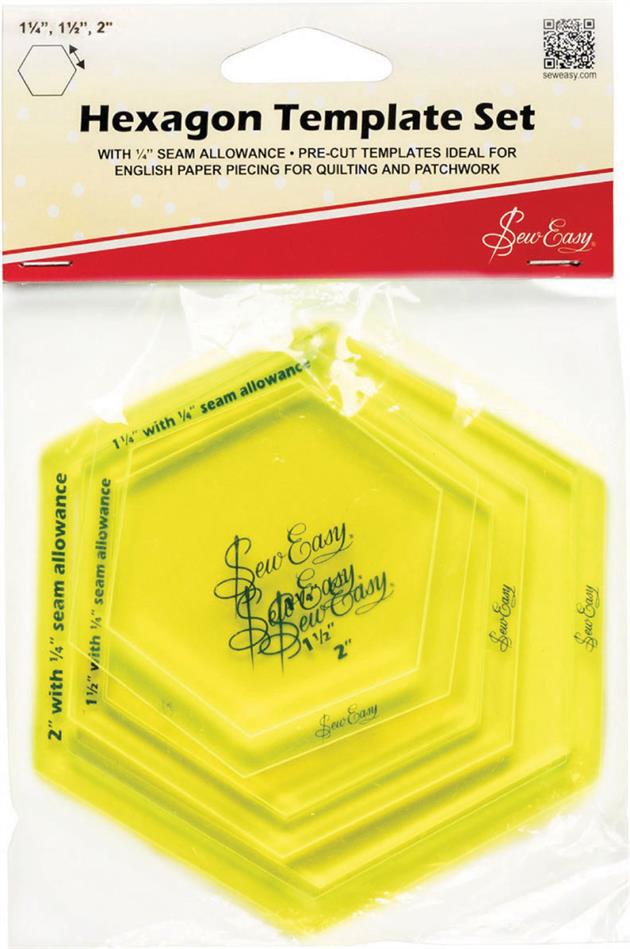Sew Easy Hexagon Templates Set with 1/4" Seam Allowance QSQuilting